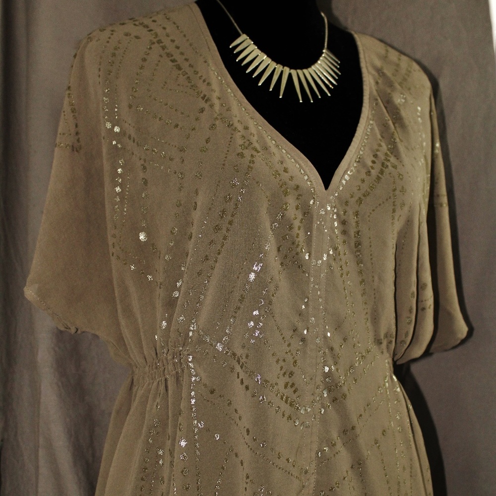 Style & Co Petite sheer top PL Large L Lg PLG